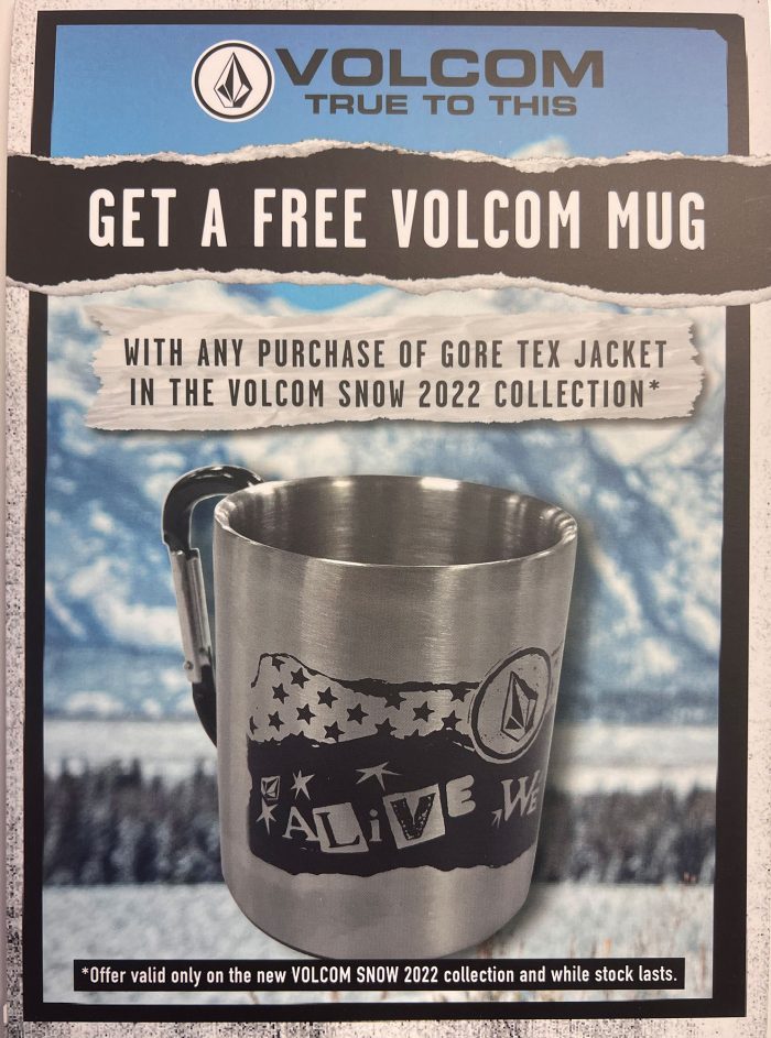Free Camping Mug When You Buy A Volcom Jacket