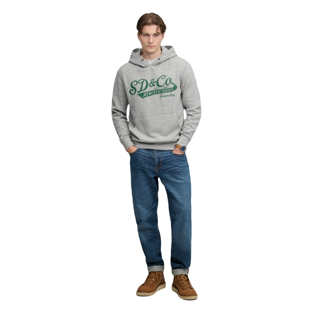 Superdry Vintage Script Hoodie - Athletic Grey Marl