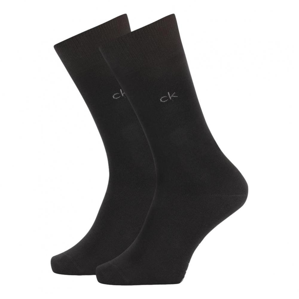 Calvin Klein Crew Casual Flat Knit Cotton 2 Pack Socks - Black