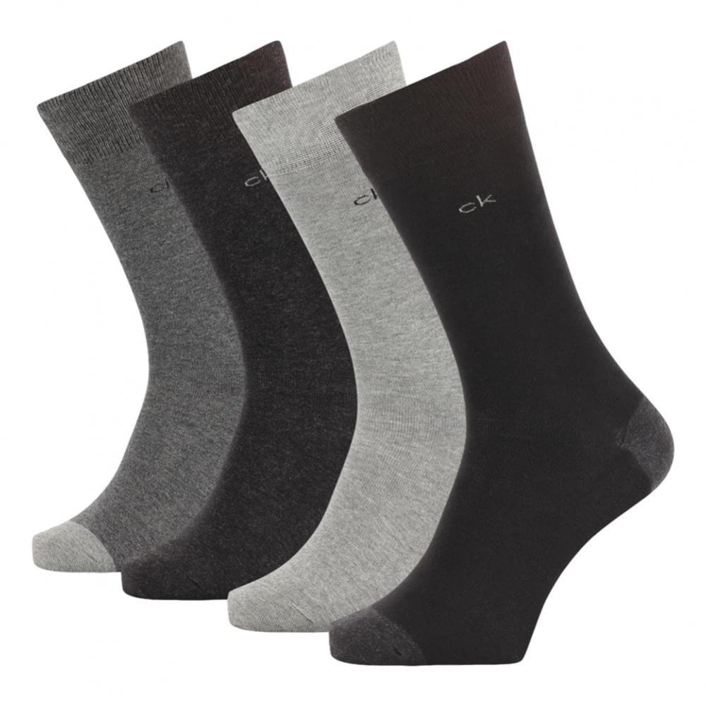 Calvin Klein Freddie Heel Toe Crew 4 Pack Socks - Dark Grey Combo
