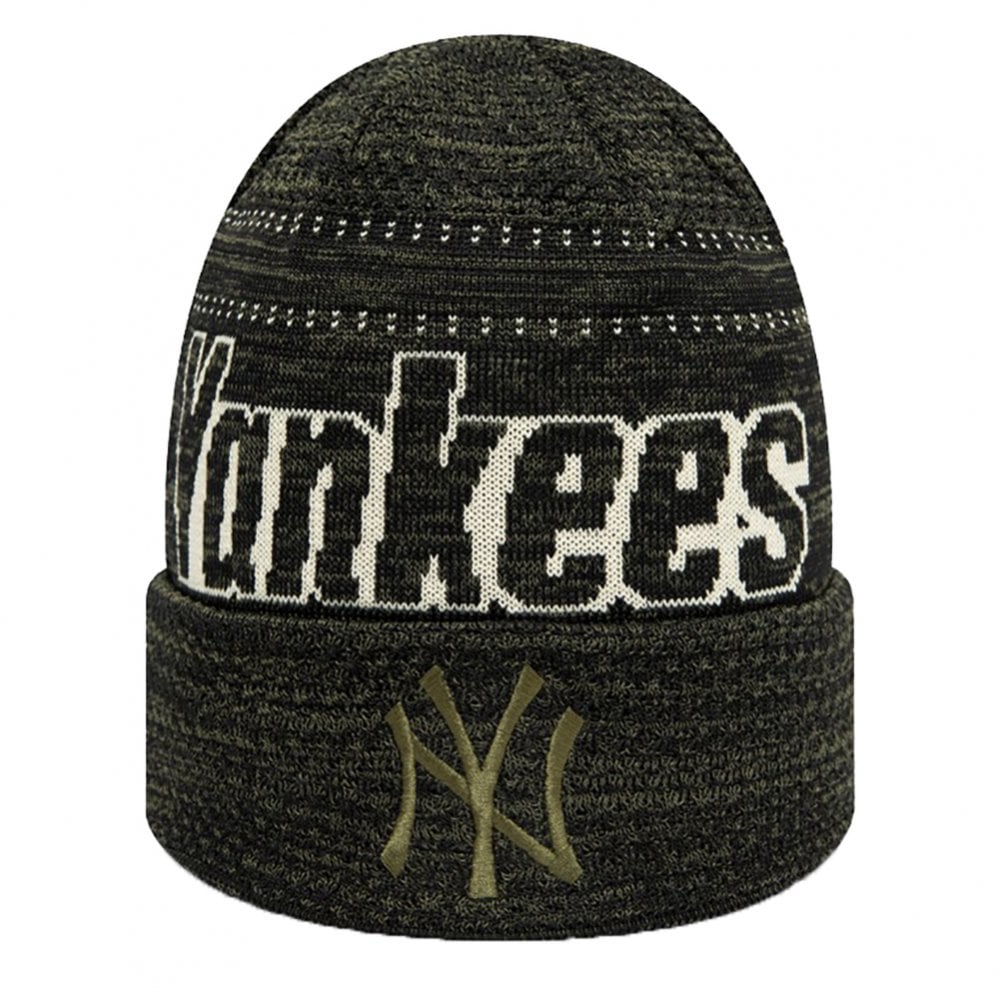 New Era NY Yankees Engineered Cuff Knit Beanie - Black / Olive