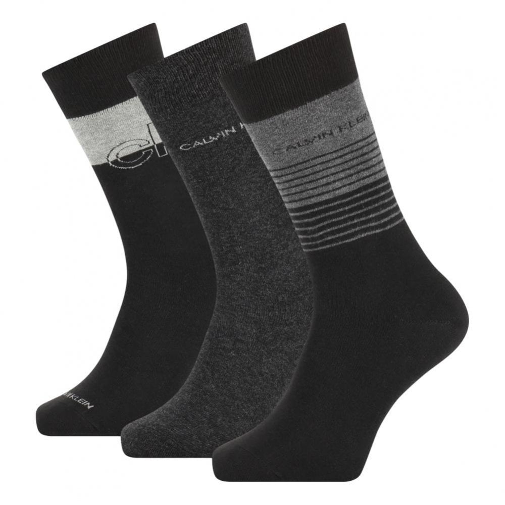 Calvin Klein Iconic Logo Sawyer Crew 3 Pack Socks - Black Combo