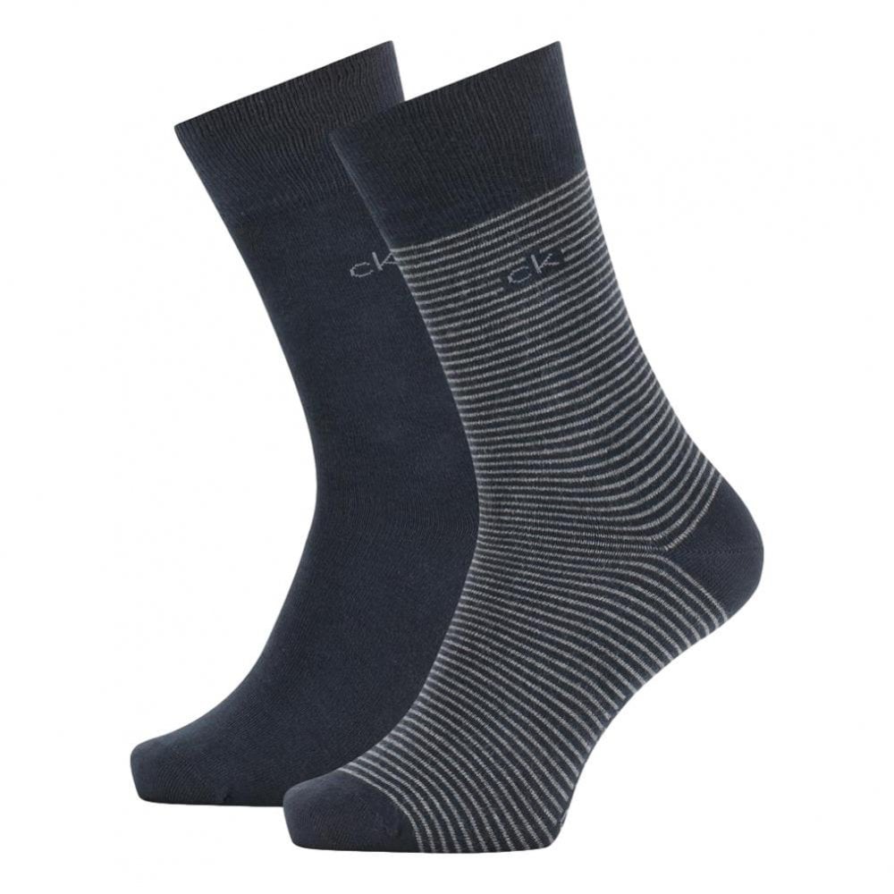 Calvin Klein Fine Striped Stanley 2 Pack Crew Socks