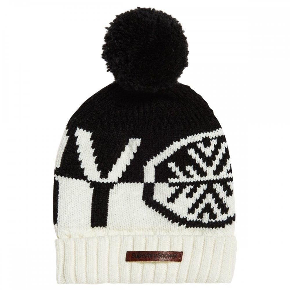 Superdry S-Dry Snow Logo Beanie - Black / White