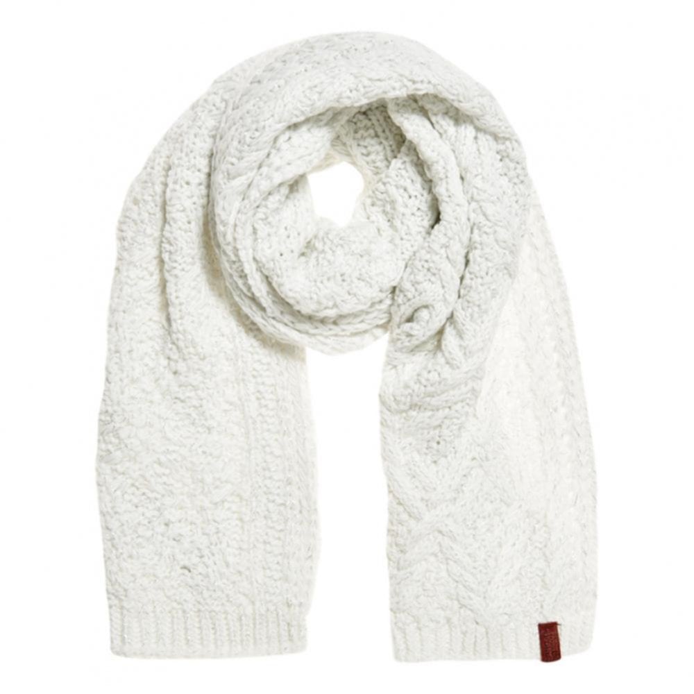 Superdry Nebraska Cable Scarf - Cream Sparkle