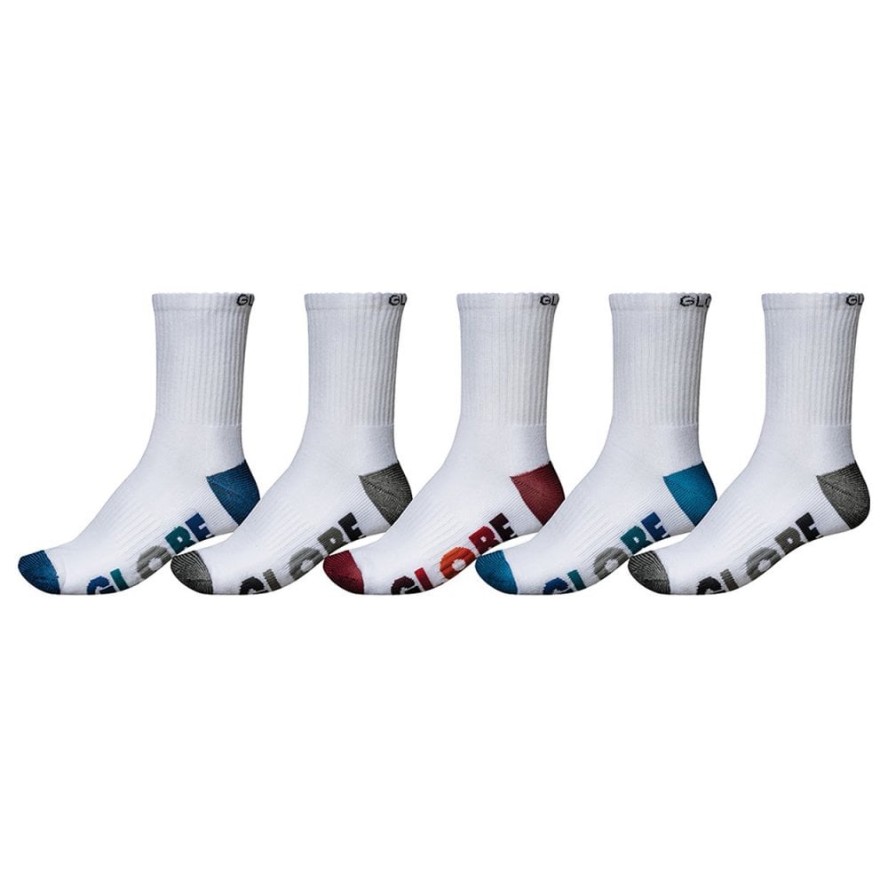 Globe Multi Stripe Crew 5 Pack Socks - White