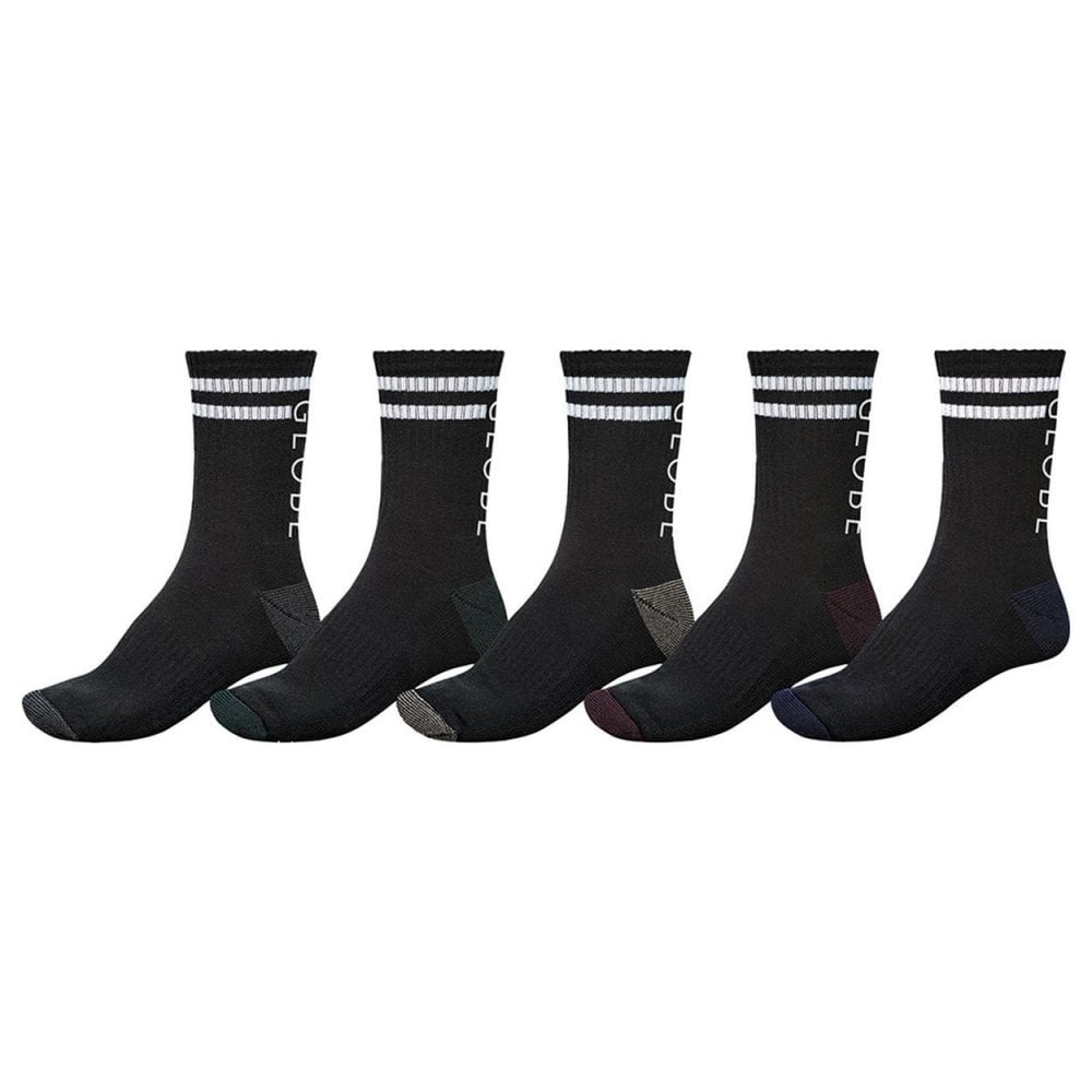 Globe Carter Crew 5 Pack Socks - Black