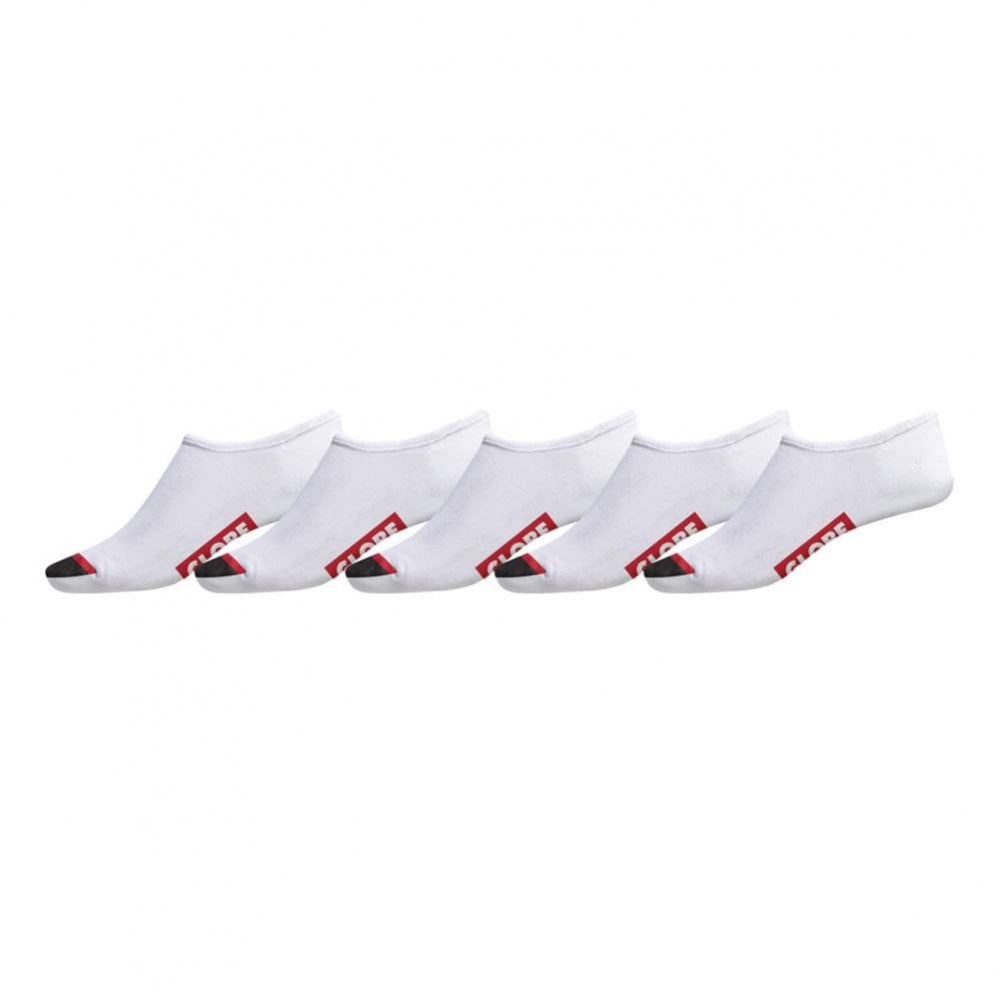 Globe Tipper Invisible 5 Pack Socks - White