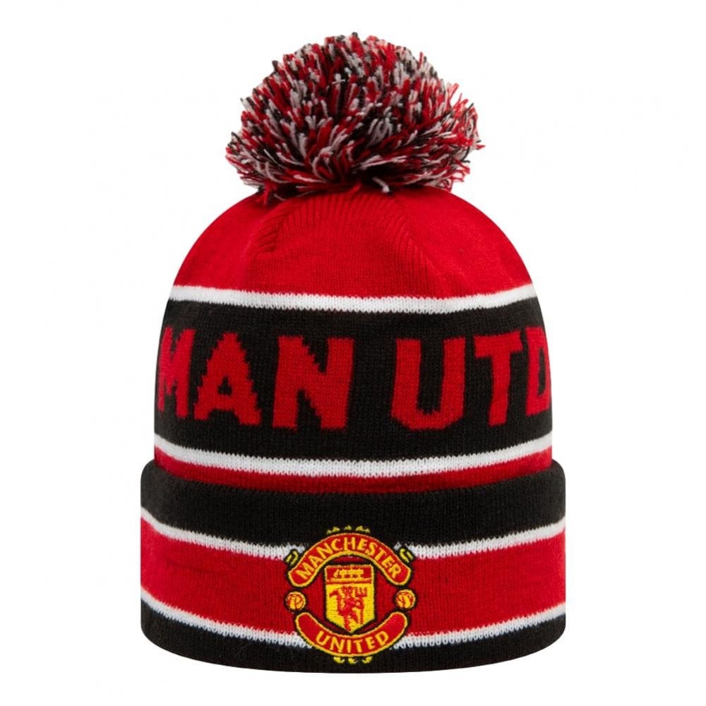 New Era Manchester United Striped Bobble Knit Beanie