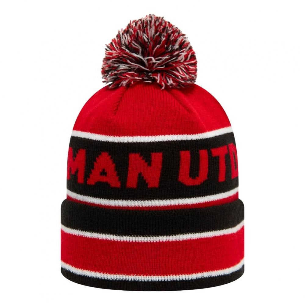 New Era Manchester United Striped Bobble Knit Beanie