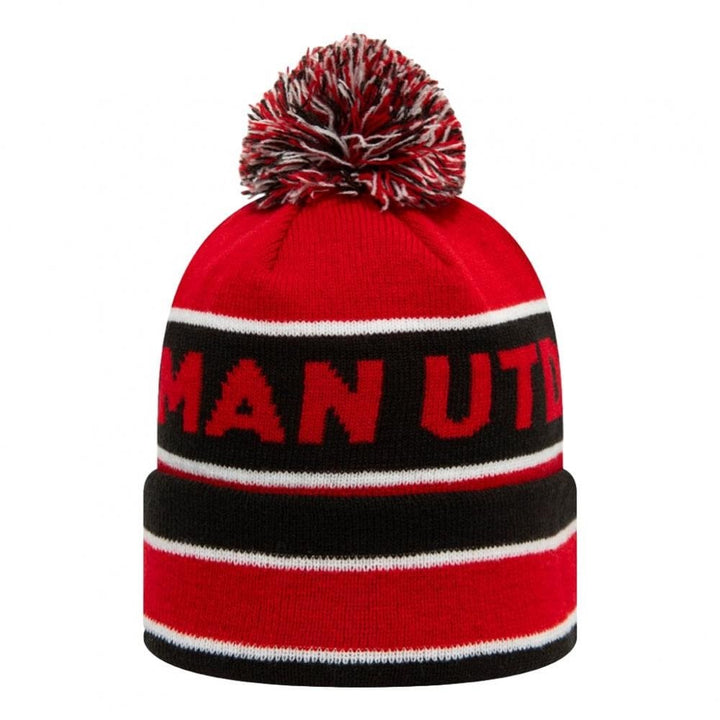 New Era Manchester United Striped Bobble Knit Beanie