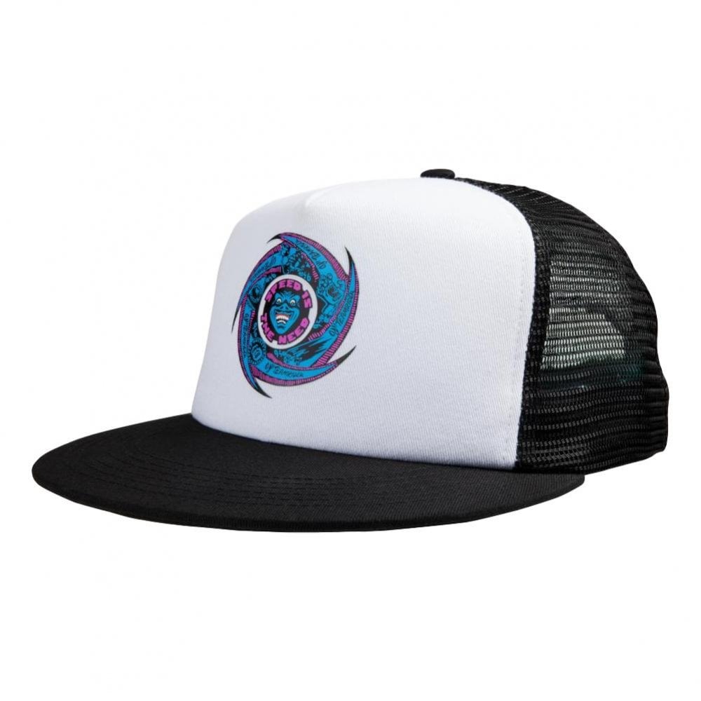 Santa Cruz Speed Wheels Faces Meshback Cap - White / Black