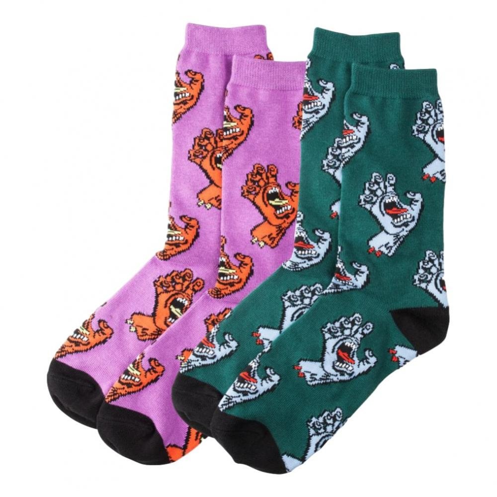 Santa Cruz Multi Hand 2 Pack Socks - Evergreen / Lavender