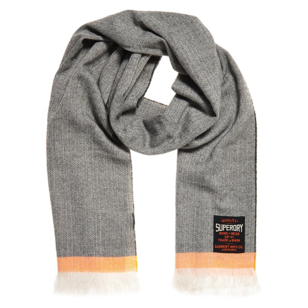 Superdry Super Capital Scarf - Grey Herringbone