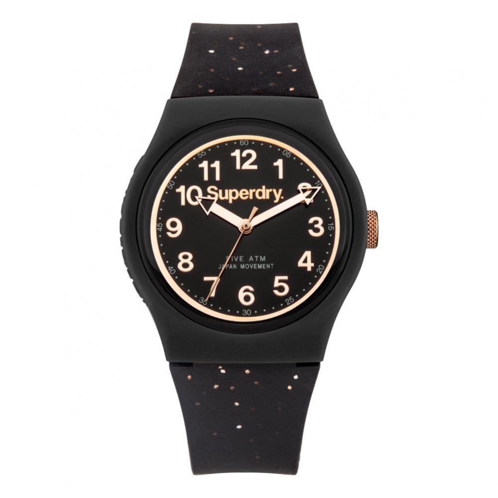 Superdry Urban Glitter Watch - Black / Rose Gold