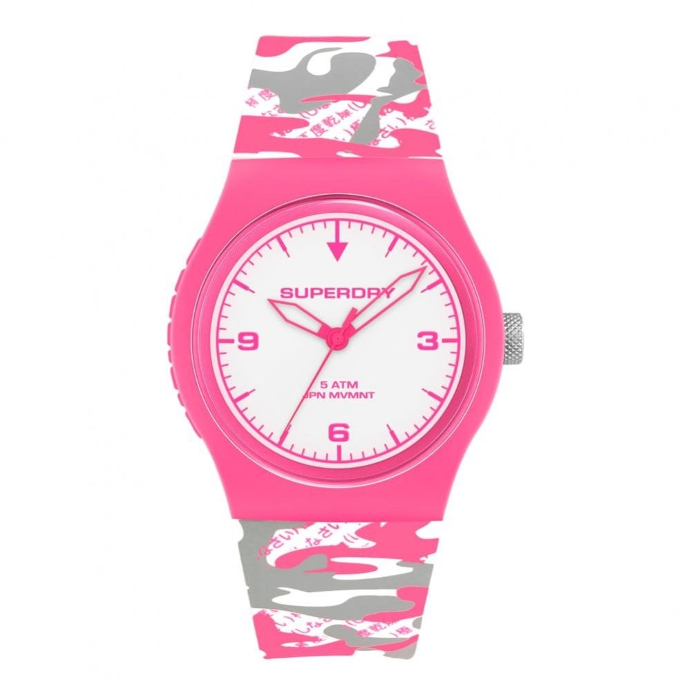 Superdry Urban Fluoro Camo Watch - White / Pick / Grey