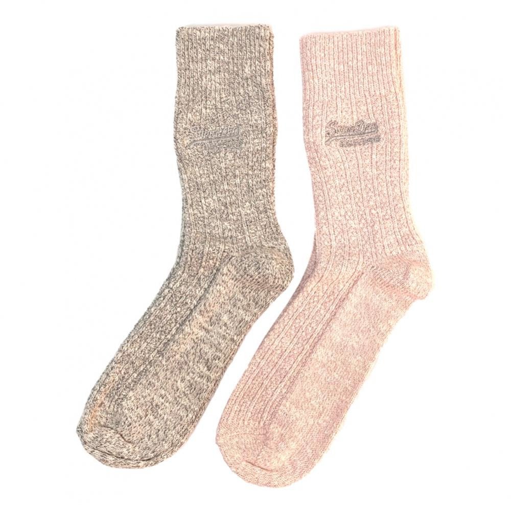 Superdry Sparkle 2 Pack Socks - Grey Sparkle / Blush Sparkle