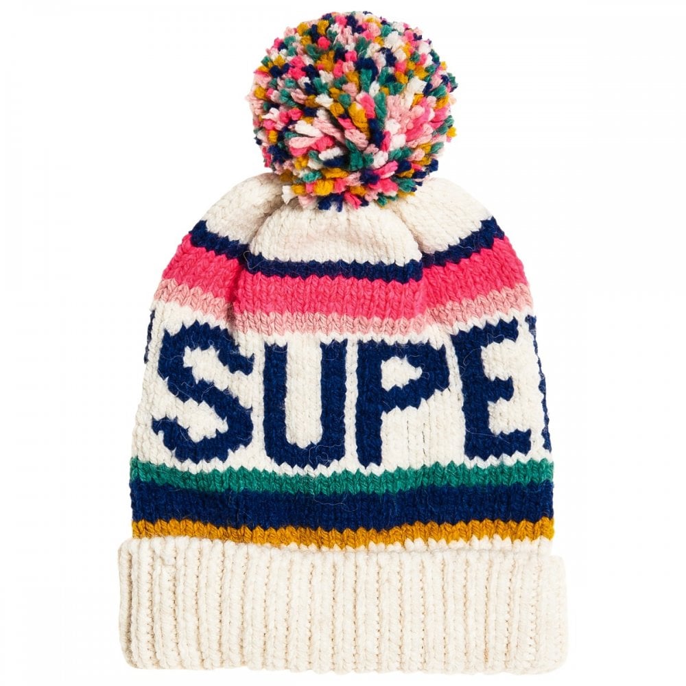 Superdry 90s Nostalgia Logo Beanie - Cream