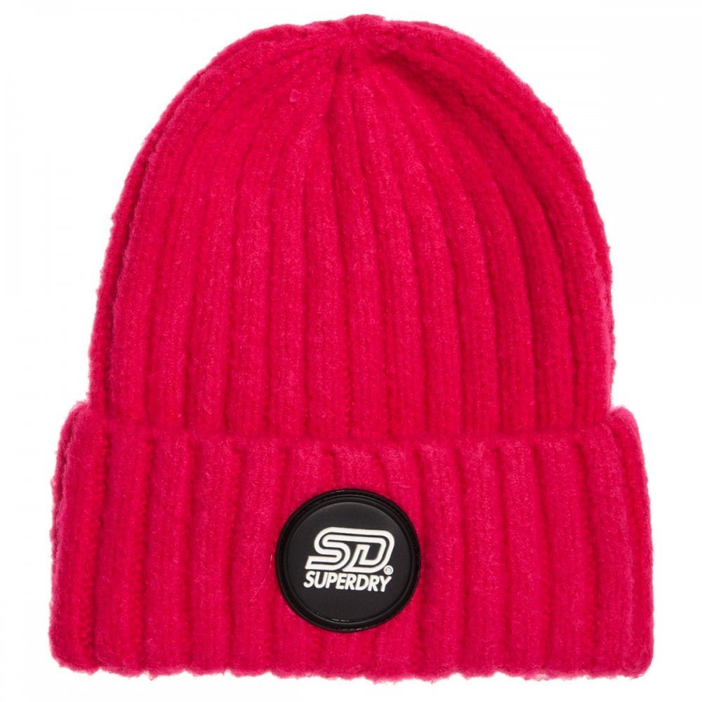 Superdry Super Chunky Ribbed Beanie - Berry Pink