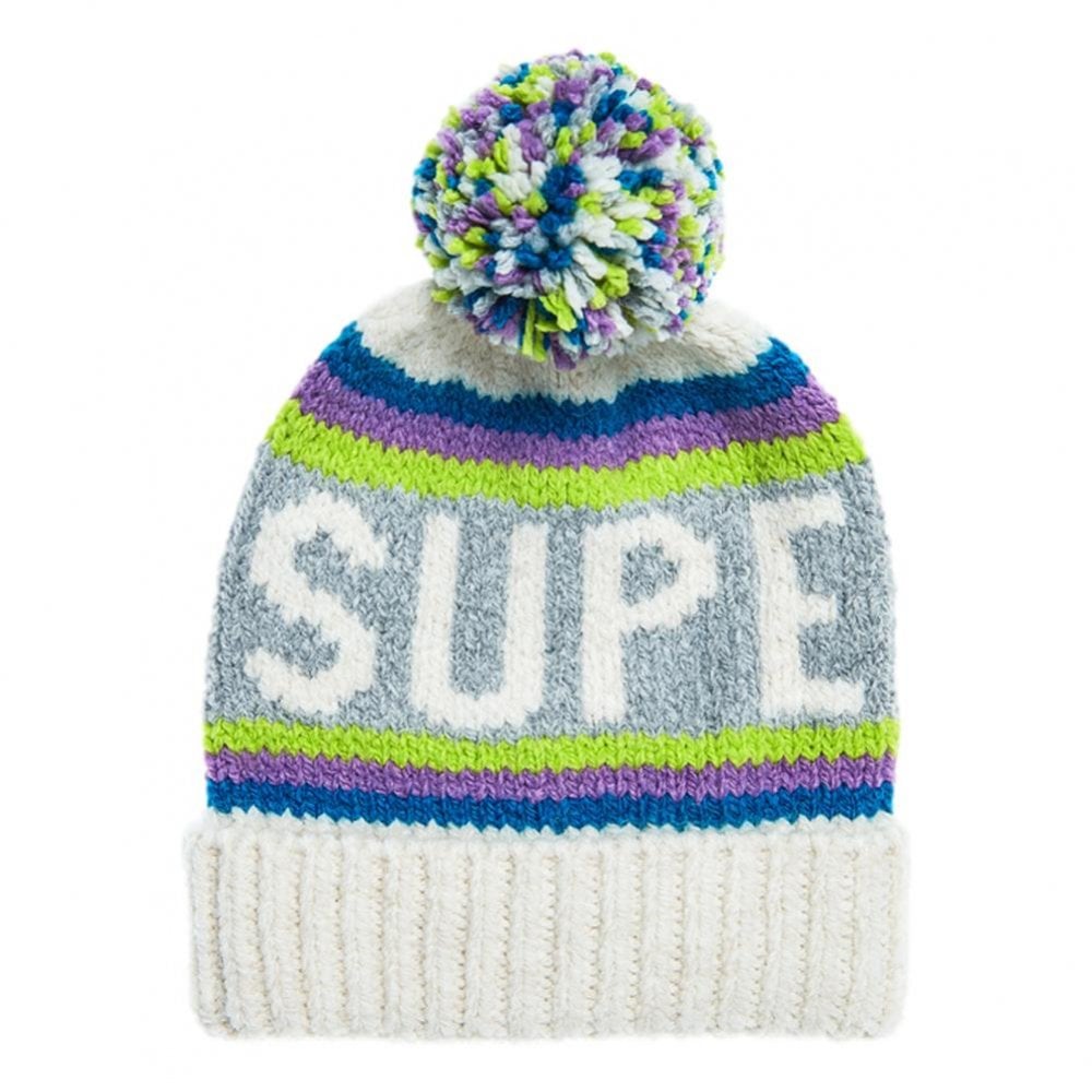 Superdry Neon Beanie - Winter White Stripe