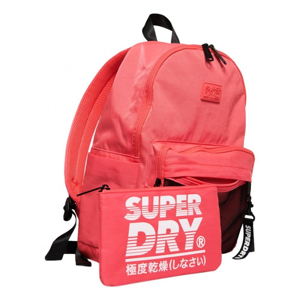 Superdry Mesh Pocket Backpack And Pencil Case - Deep Coral