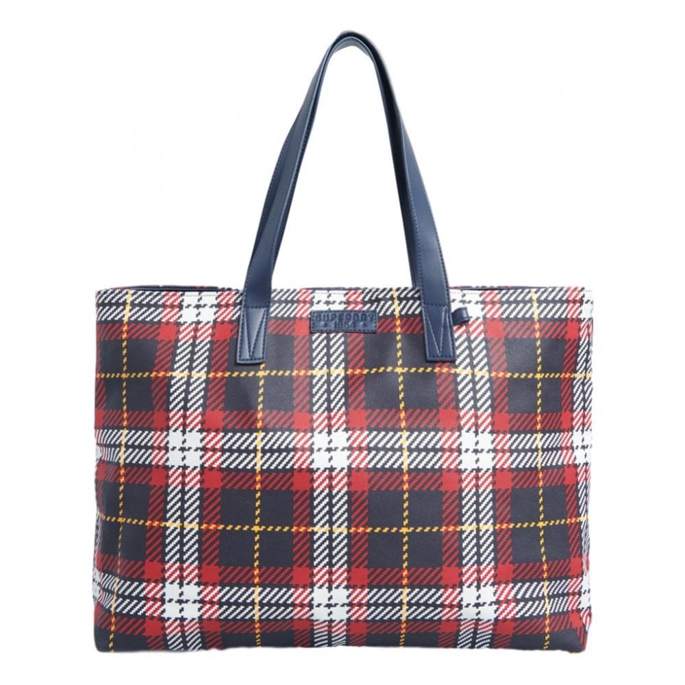 Superdry Adeena Canvas Tote Bag - Red Check