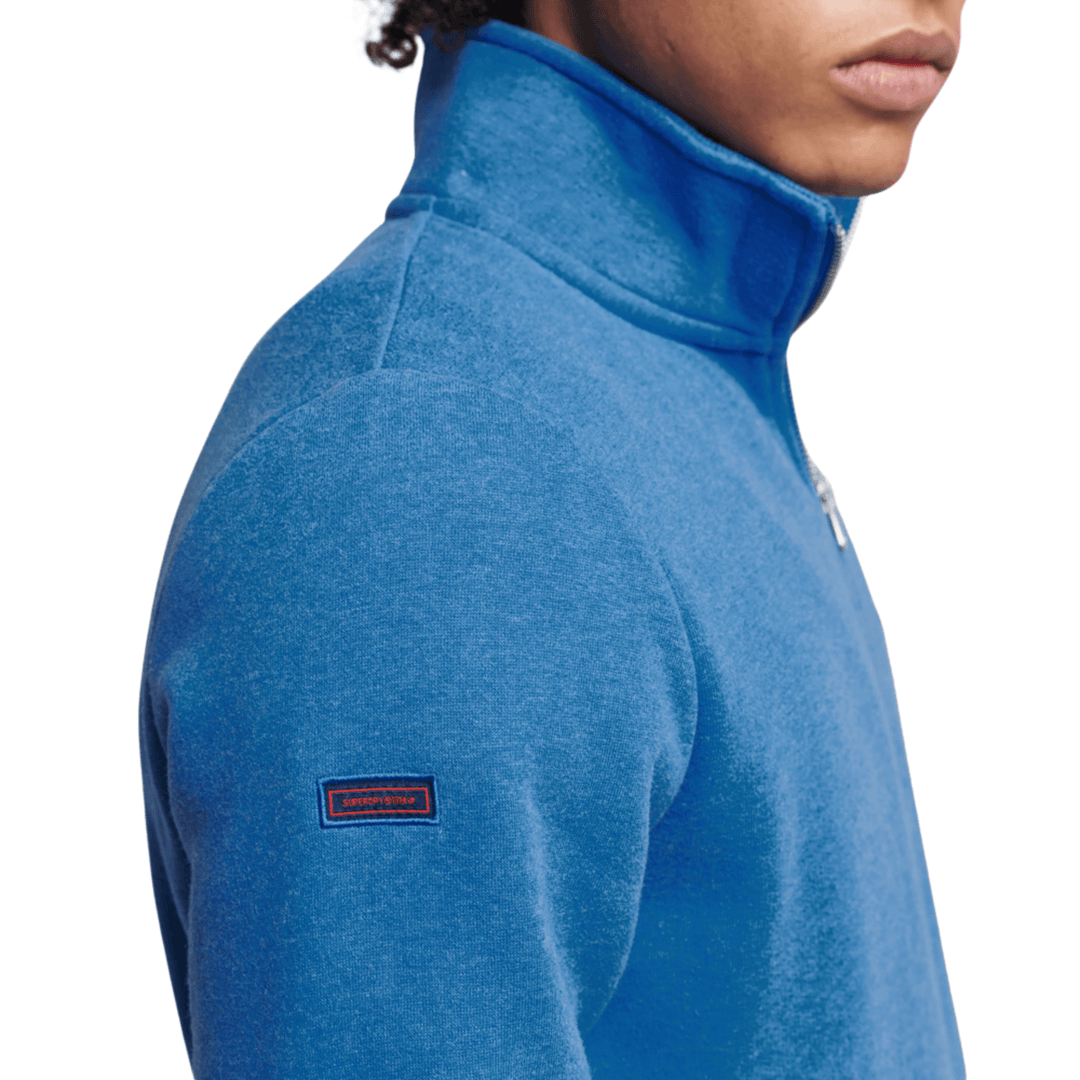 Superdry Mens Organic Cotton Vintage Logo Zip Henley Top - Menswear