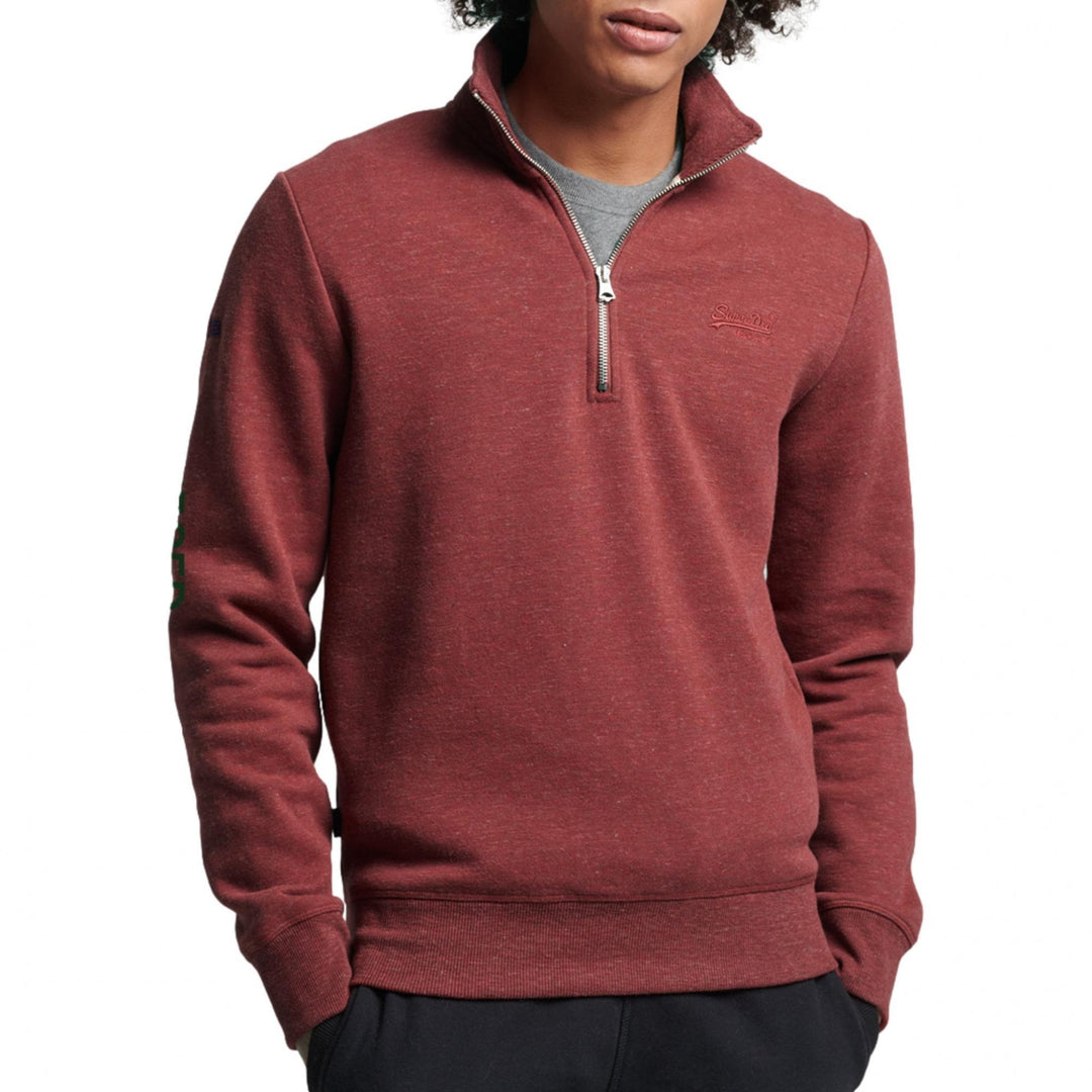 Superdry Mens Organic Cotton Vintage Logo Zip Henley Top - Menswear