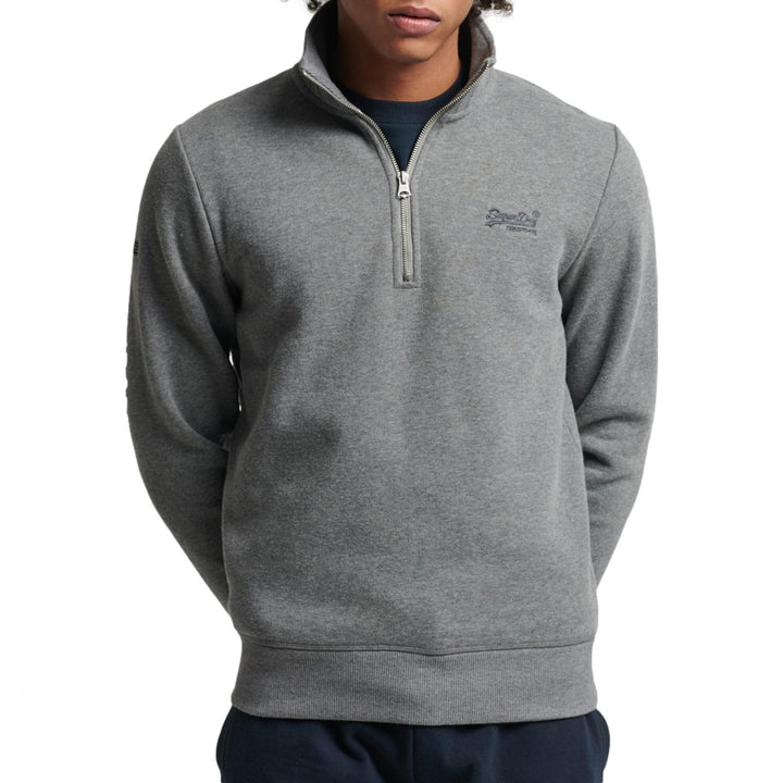 Superdry Mens Organic Cotton Vintage Logo Zip Henley Top - Menswear