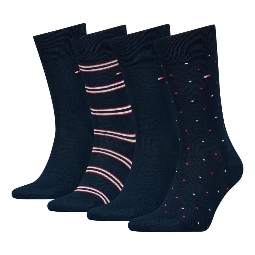 Tommy Hilfiger Stripe Dot Tin Giftbox 4 Pack Socks