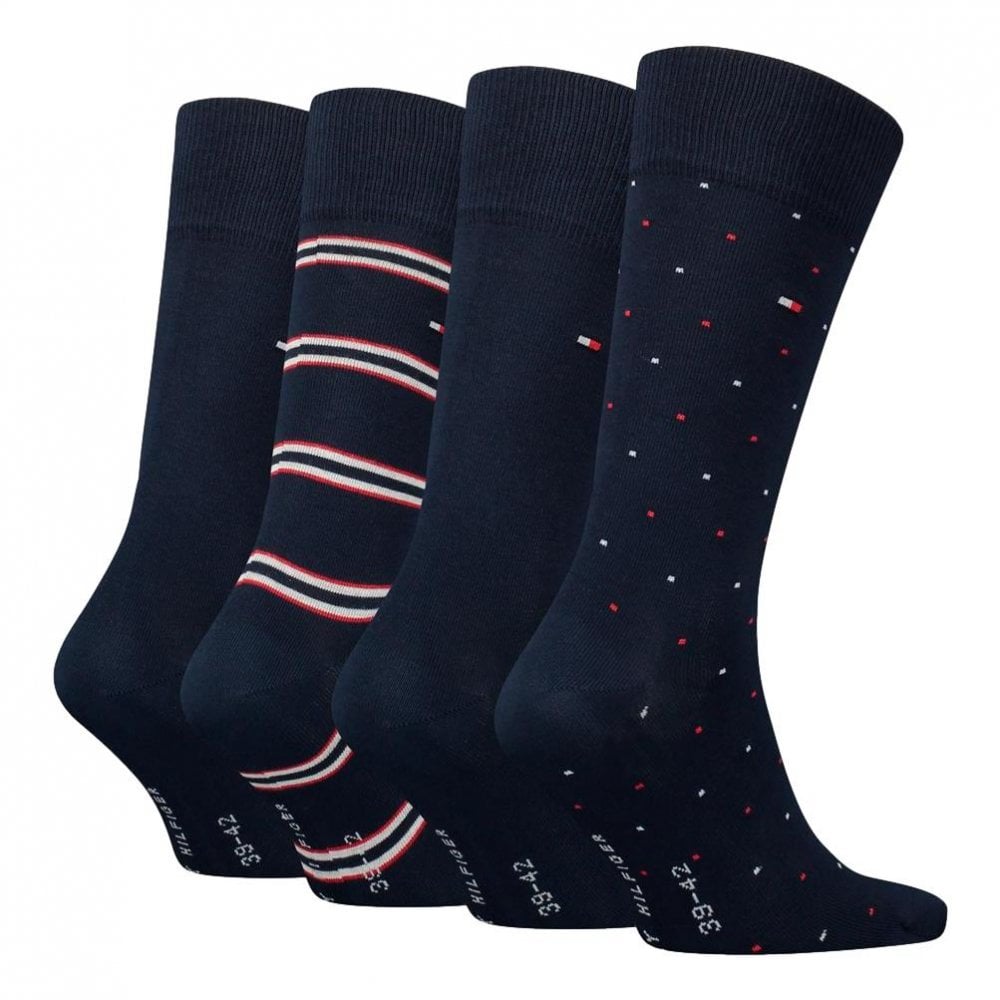 Tommy Hilfiger Stripe Dot Tin Giftbox 4 Pack Socks