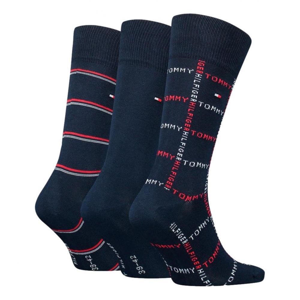 Tommy Hilfiger Grid Stripe Giftbox 3 Pack Socks