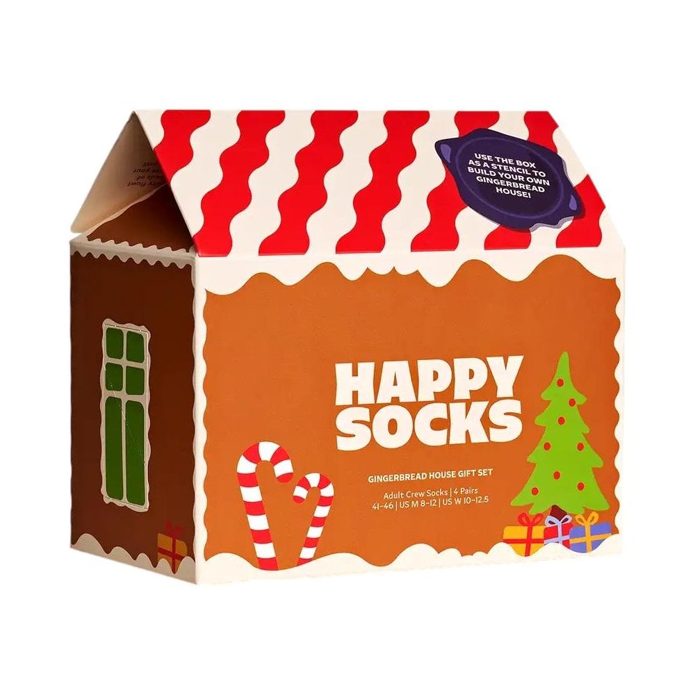 Happy Socks 4-Pack Gingerbread House Socks Gift Set