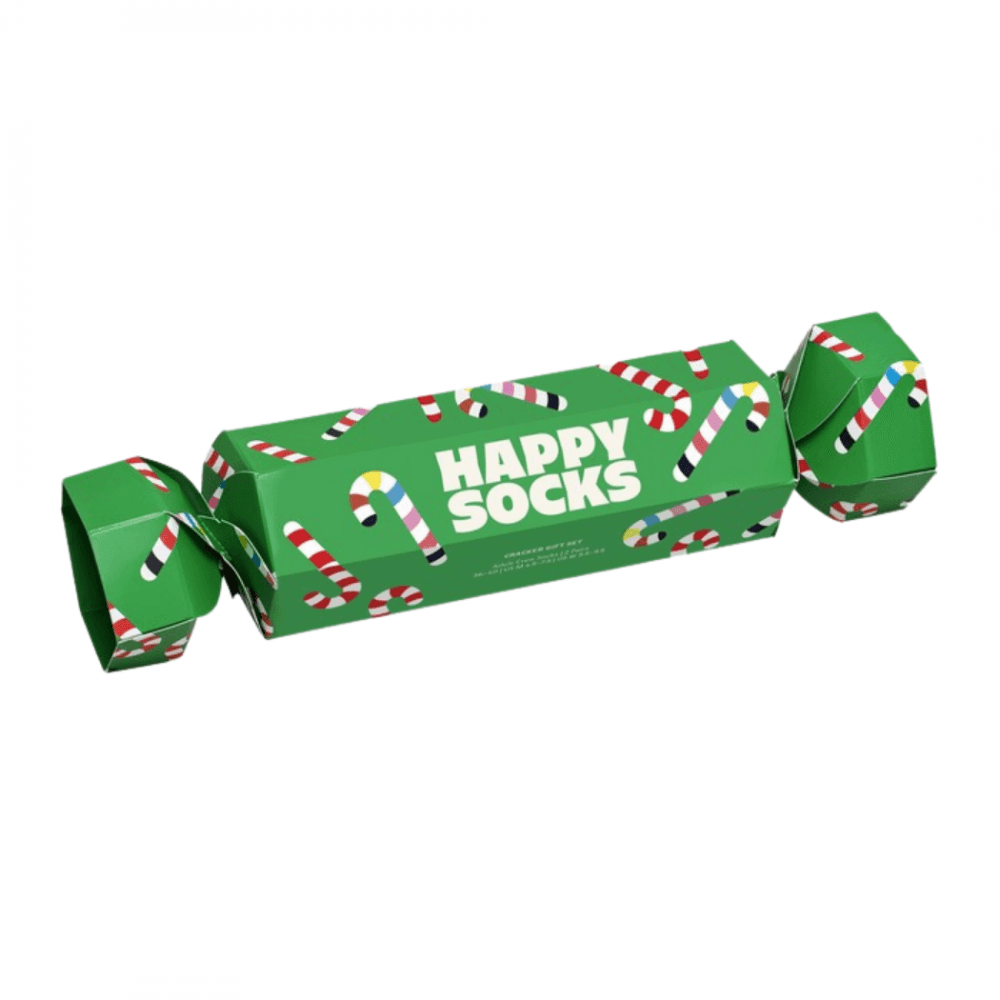Happy Socks 2-Pack Christmas Cracker Candy Cane Gift Box