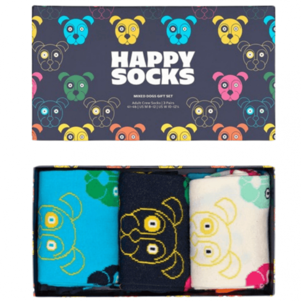 Happy Socks 3-Pack Mixed Dog Socks Gift Set