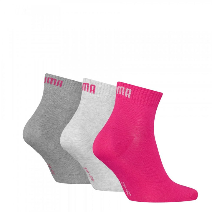 Puma Unisex Quarter Plain 3 Pack Socks