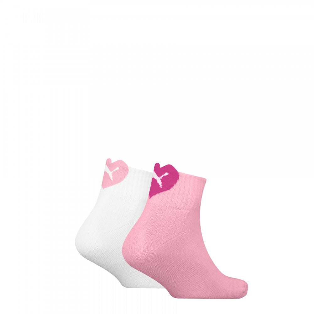 Puma Kids Heart Logo Quarter 2 Pack Socks