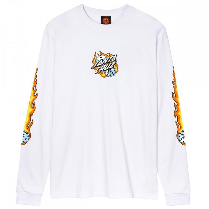 Santa Cruz Flaming Dice Dot Front L/S Top