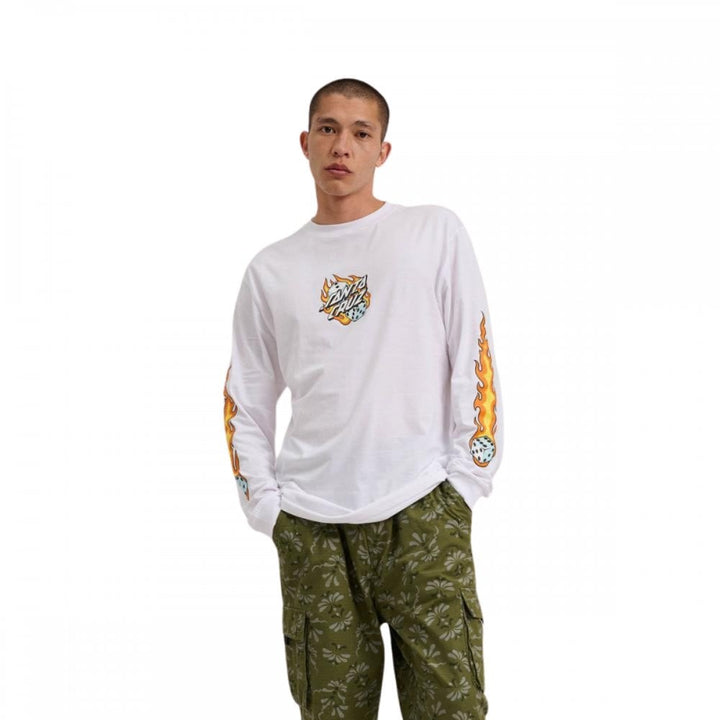 Santa Cruz Flaming Dice Dot Front L/S Top