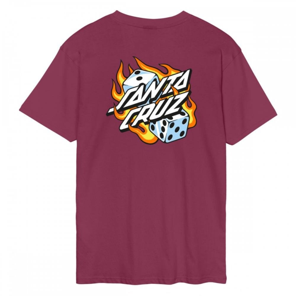 Santa Cruz Flaming Dice Dot Chest T-Shirt