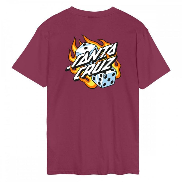 Santa Cruz Flaming Dice Dot Chest T-Shirt