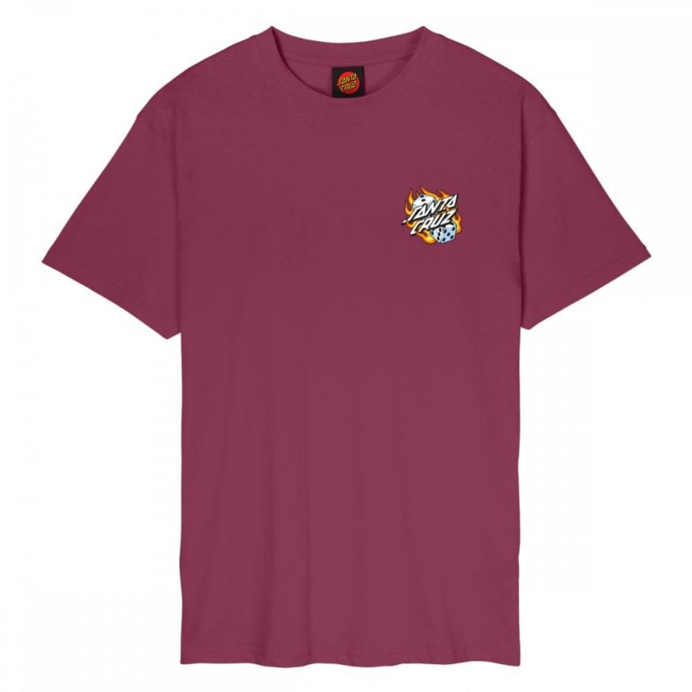Santa Cruz Flaming Dice Dot Chest T-Shirt
