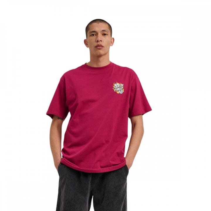 Santa Cruz Flaming Dice Dot Chest T-Shirt