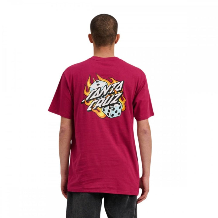 Santa Cruz Flaming Dice Dot Chest T-Shirt