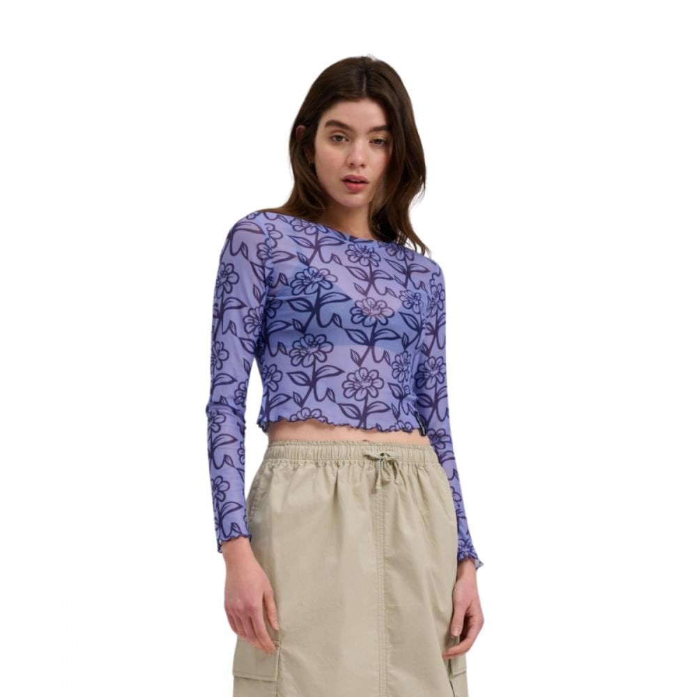 Santa Cruz Delfino Flower Mesh Crop LS Top