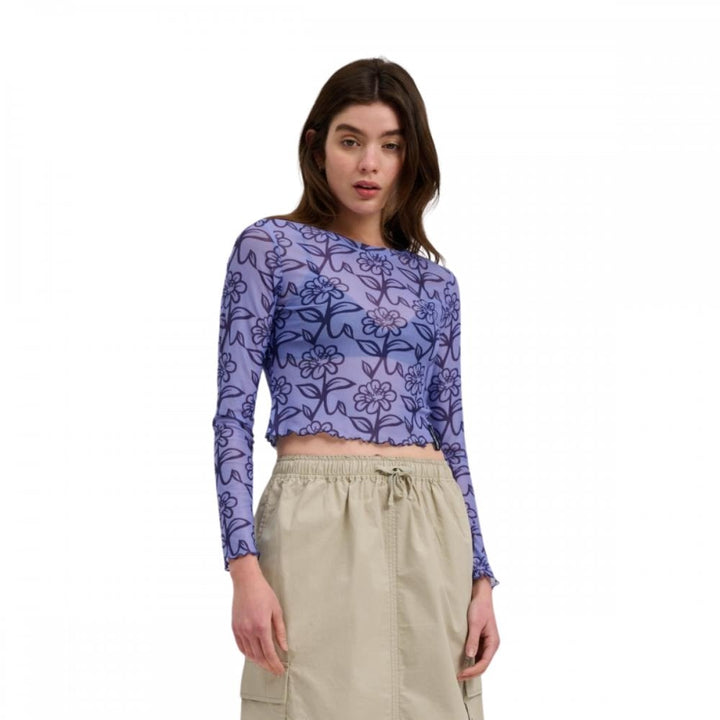 Santa Cruz Delfino Flower Mesh Crop LS Top