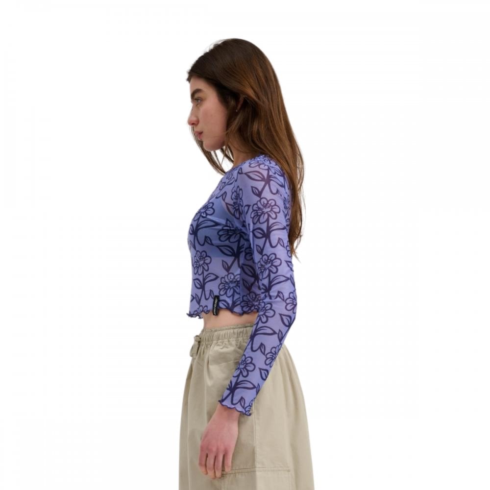 Santa Cruz Delfino Flower Mesh Crop LS Top