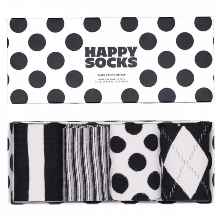 Happy Socks 4 Pack Gift Set Black &amp; White Socks