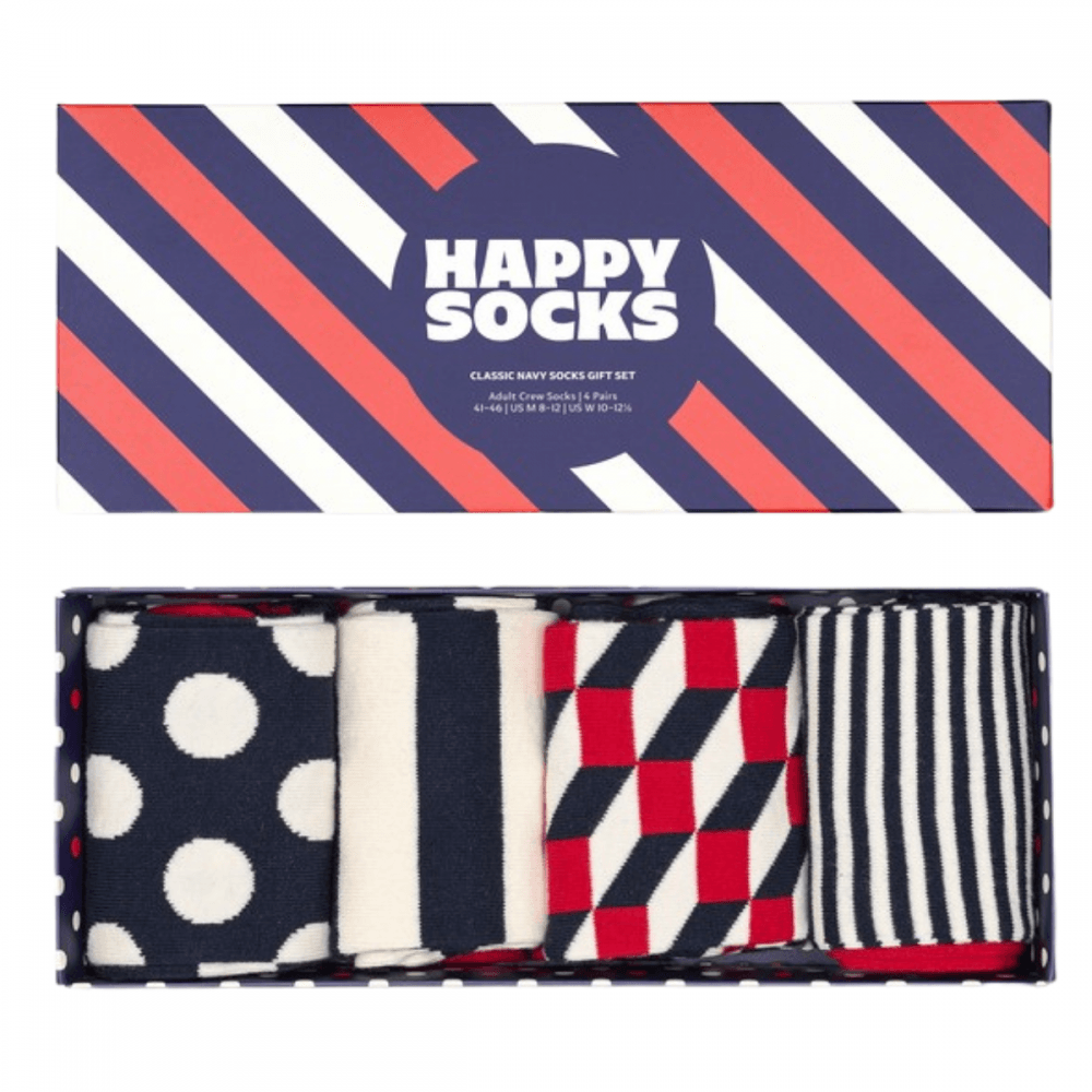 Happy Socks 4 Pack Gift Set Classic Navy Socks