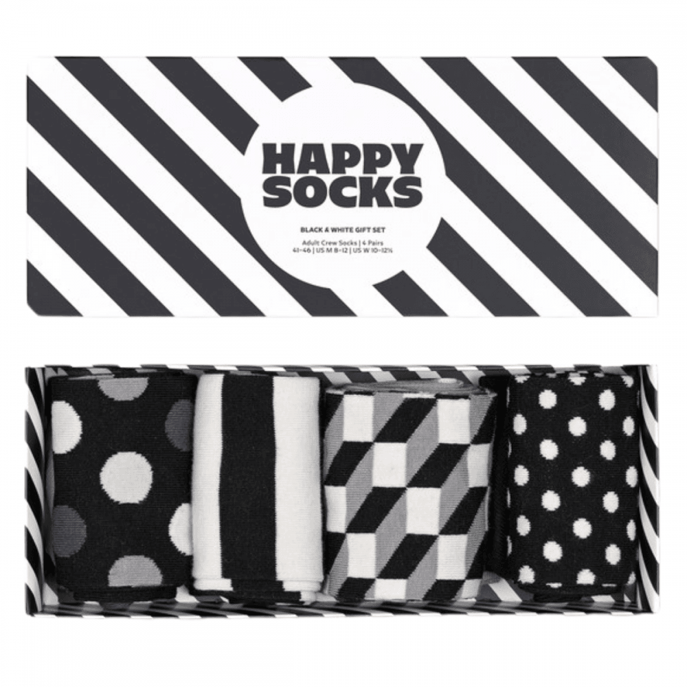 Happy Socks 4 Pack Gift Set Classic Black &amp; White Socks